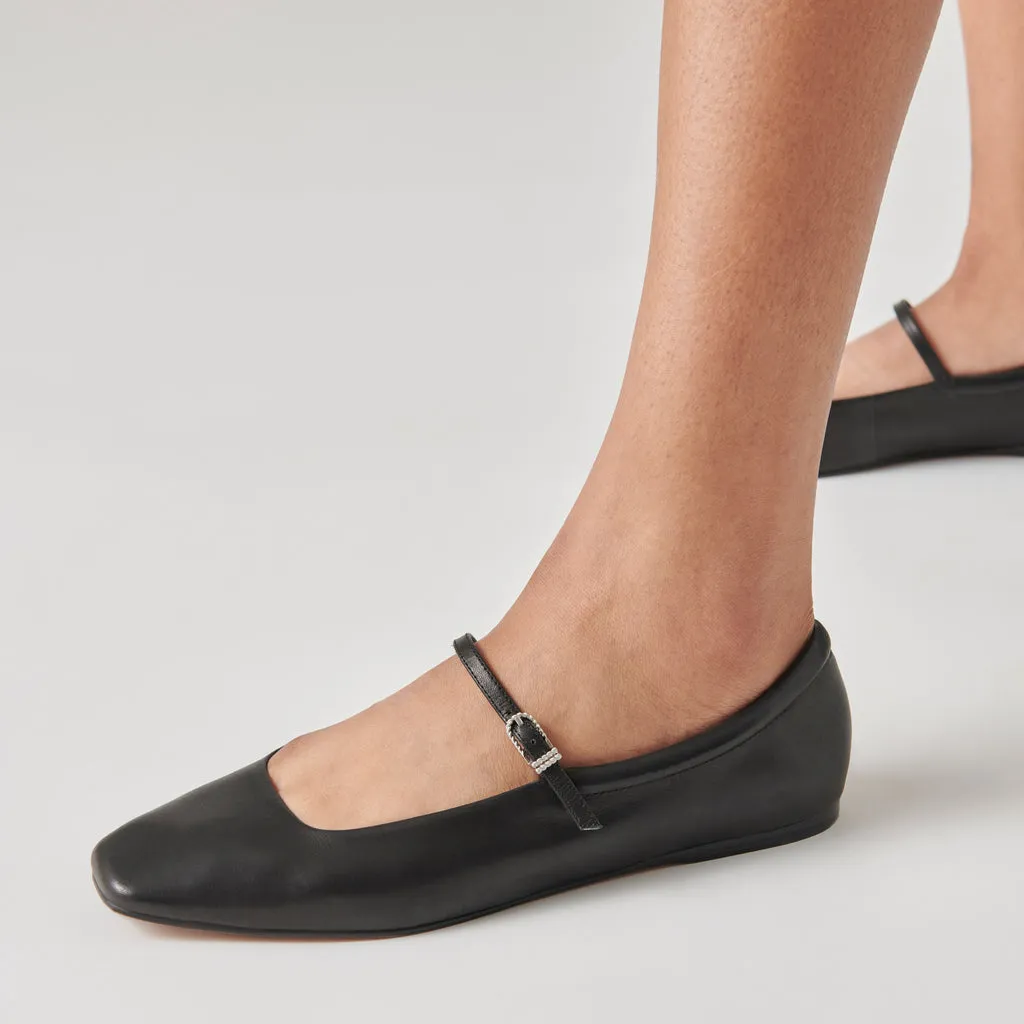 REYES WIDE BALLET FLATS BLACK LEATHER– Dolce Vita 6953574367298