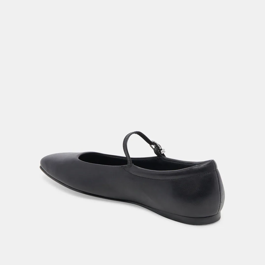 REYES WIDE BALLET FLATS BLACK LEATHER– Dolce Vita 6953574367298