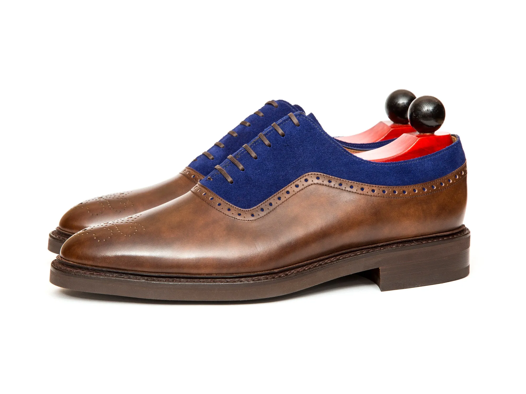 Roosevelt - MTO - Copper Museum Calf / Vivid Blue Suede - TMG Last - Country Rubber Sole