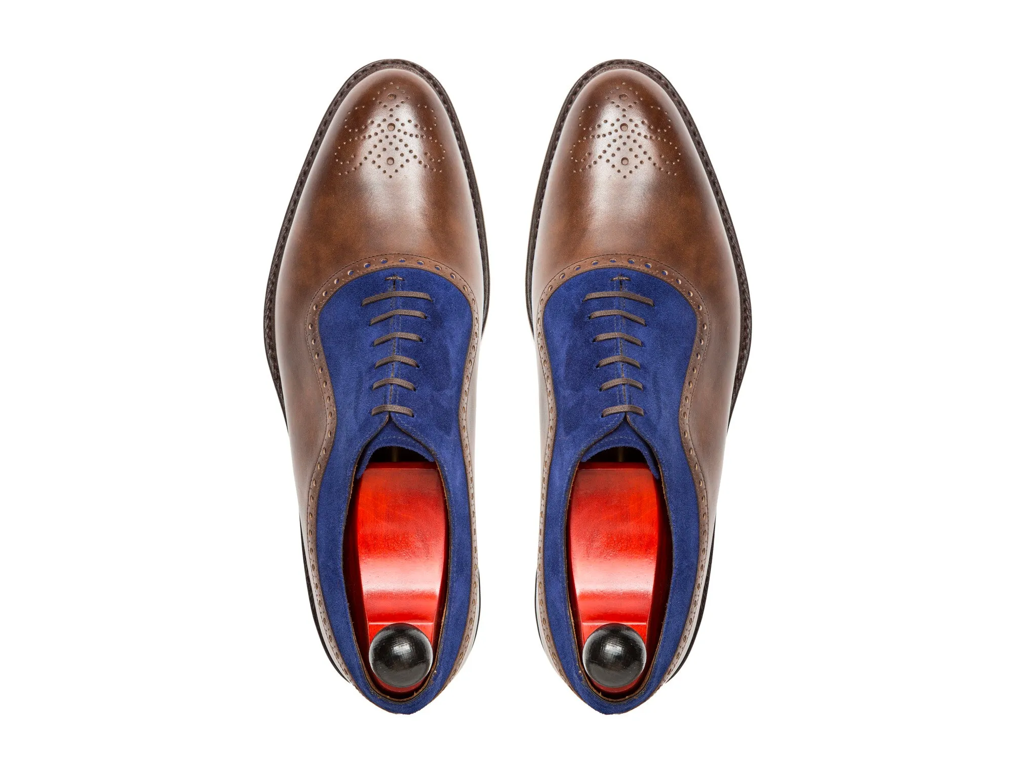 Roosevelt - MTO - Copper Museum Calf / Vivid Blue Suede - TMG Last - Country Rubber Sole