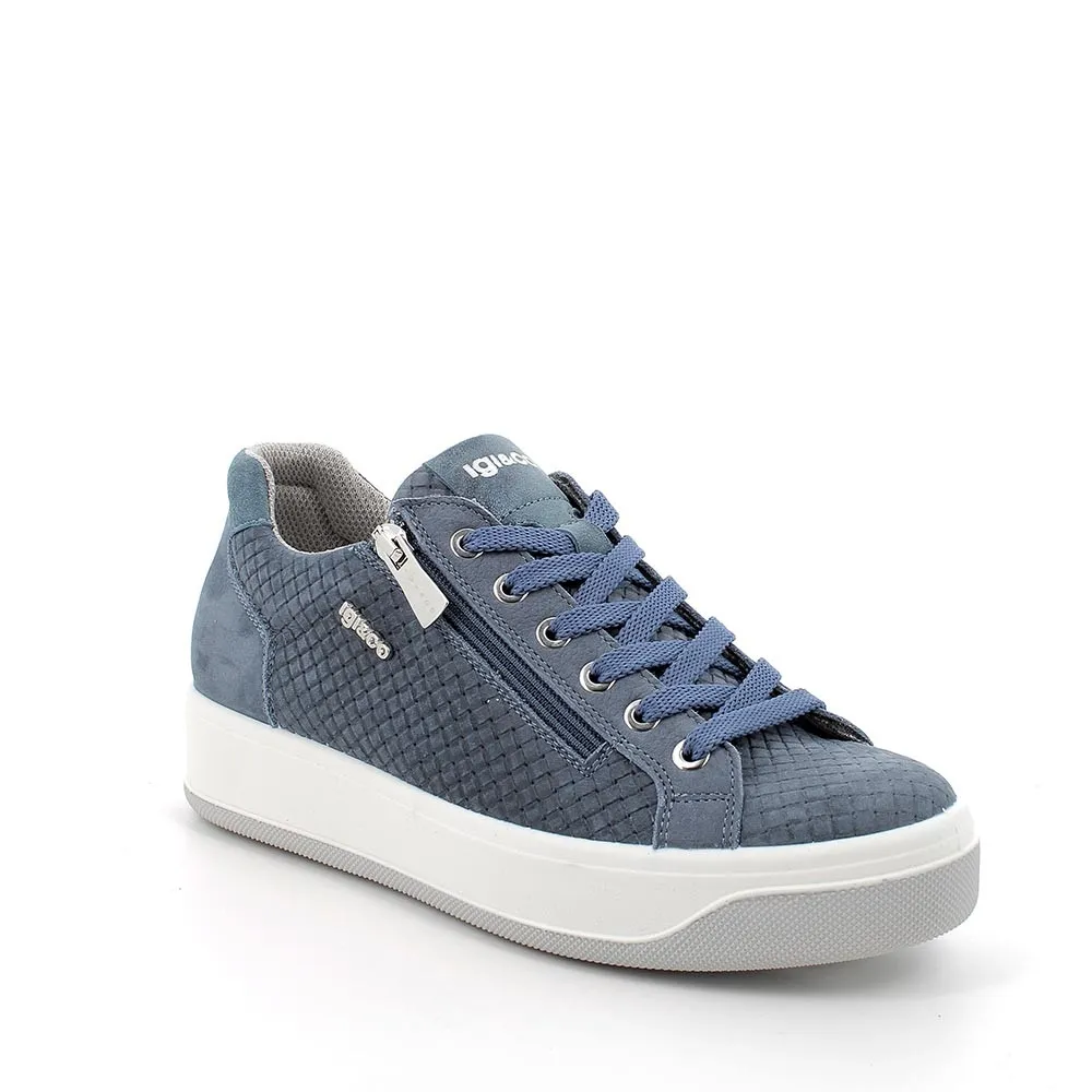 SNEAKERS IGI&CO DONNA NABUK CODEX IN PELLE CELESTE ZEPPA 3,5CM 3657511