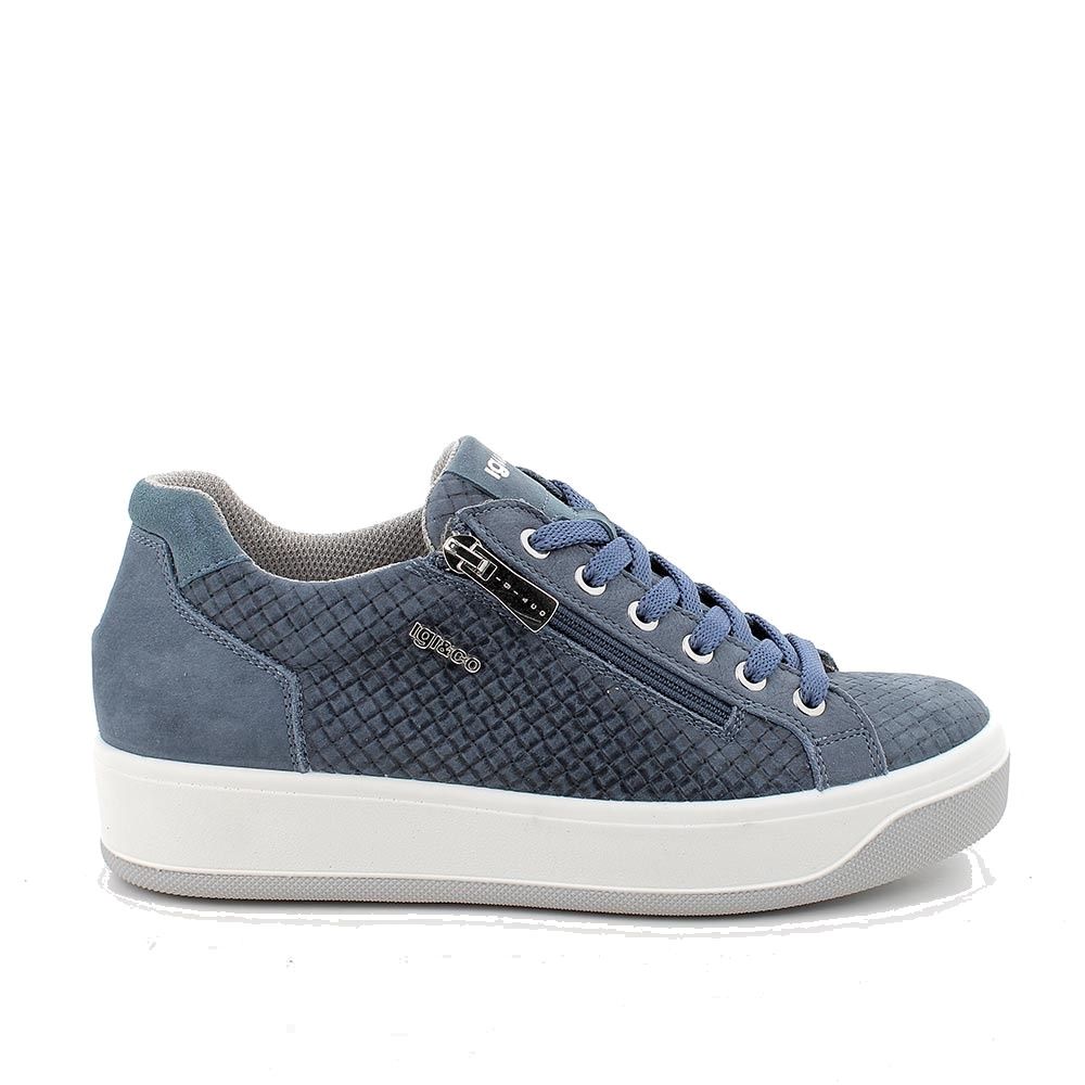 SNEAKERS IGI&CO DONNA NABUK CODEX IN PELLE CELESTE ZEPPA 3,5CM 3657511