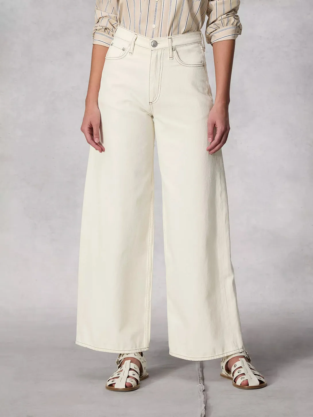 Sofie Ankle Wide Leg Jean - Ecru