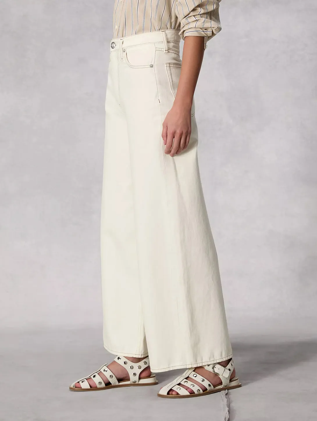 Sofie Ankle Wide Leg Jean - Ecru