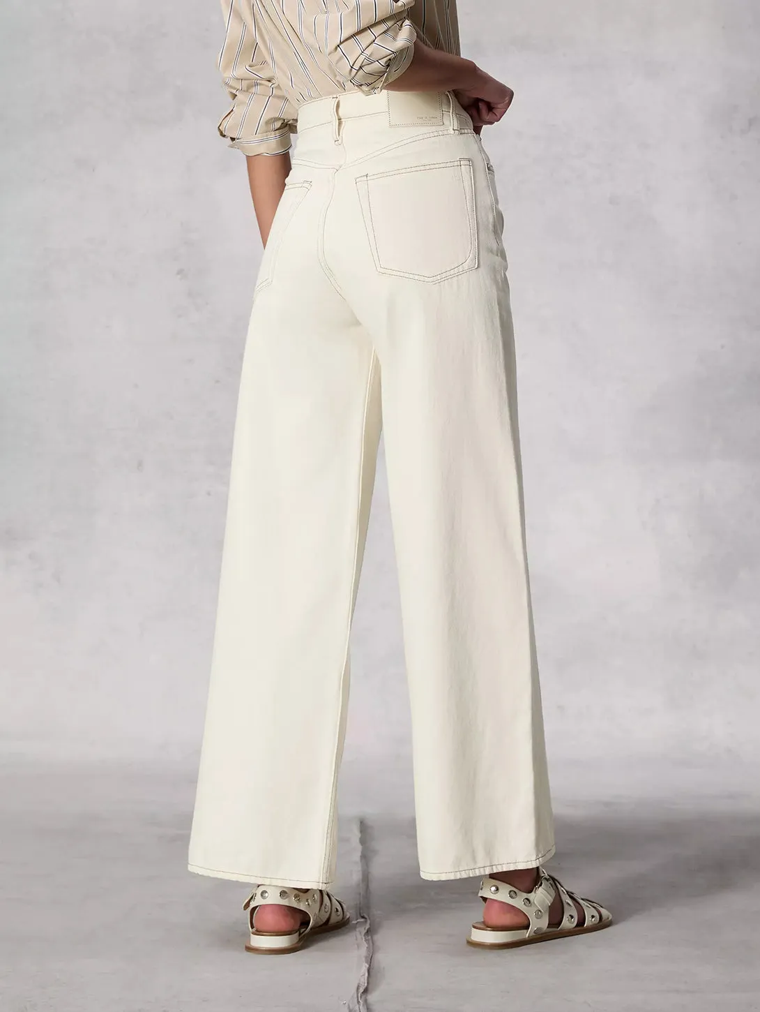 Sofie Ankle Wide Leg Jean - Ecru