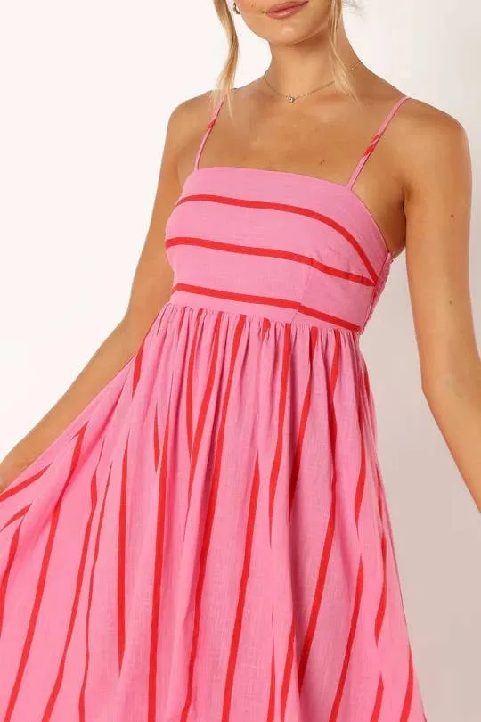 Striped Slip Backless Dress