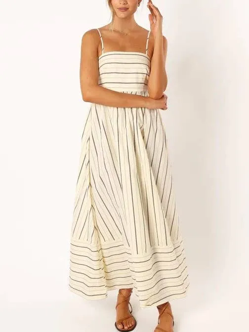 Striped Slip Backless Dress