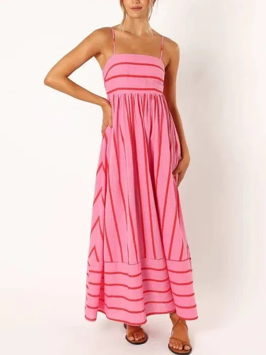 Striped Slip Backless Dress