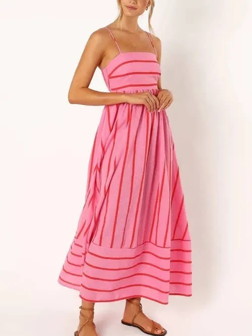 Striped Slip Backless Dress