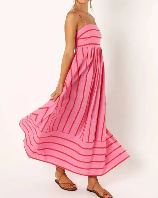 Striped Slip Backless Dress