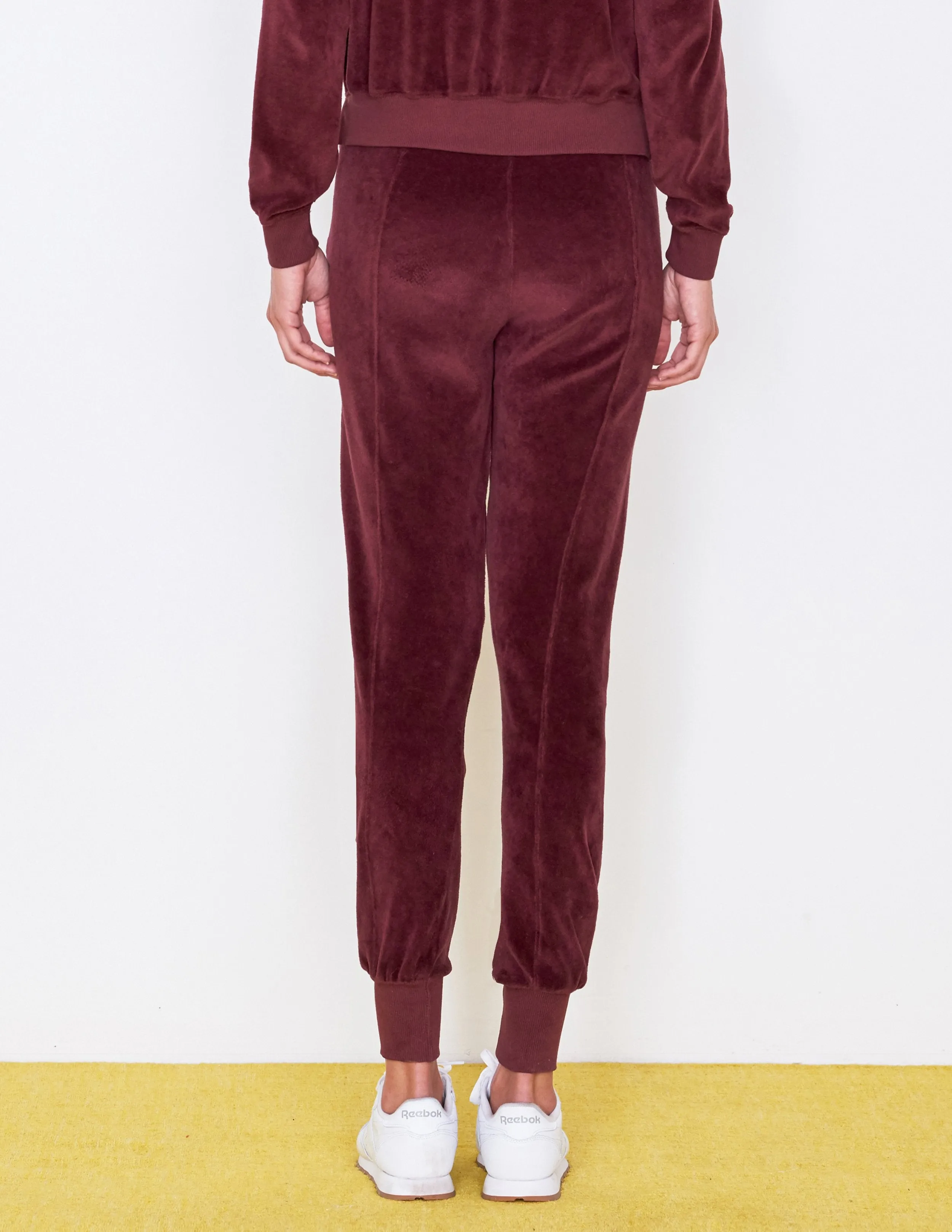 Sundry Velour Zip Pocket Pintuck Jogger Pant Cacao