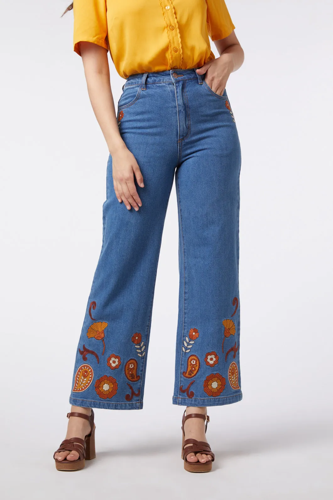 Sunset Paisley Embroidered Jean