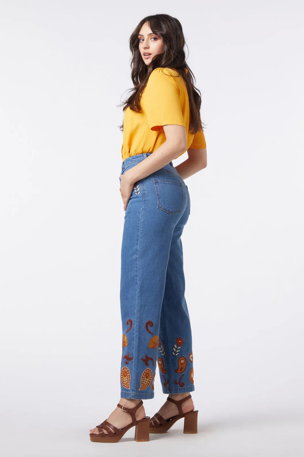 Sunset Paisley Embroidered Jean