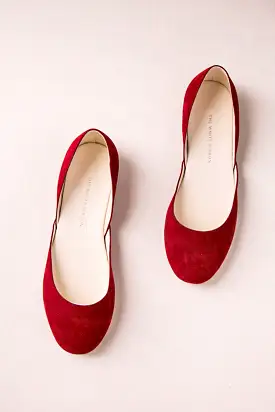 THEA BALLET FLATS - RUBY RED NUBUCK