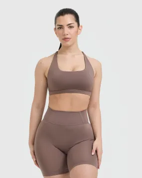 Timeless Square Neck Sports Bra | Cool Brown