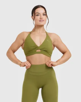 Unified Twist Sports Bra | Olive Green