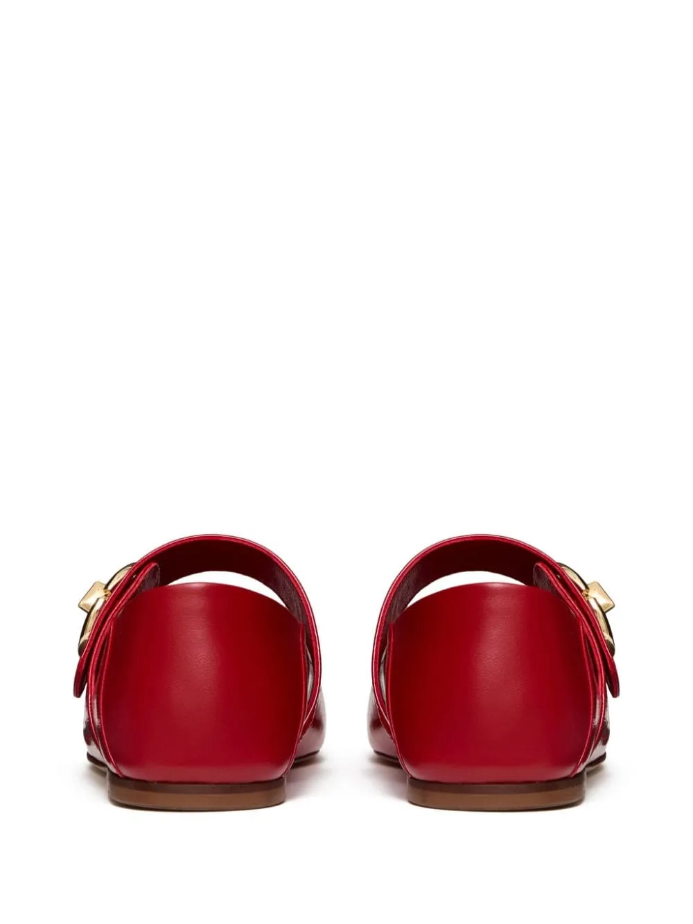 VALENTINO GARAVANI Chic Red Leather Ballet Flats with Signature VLogo