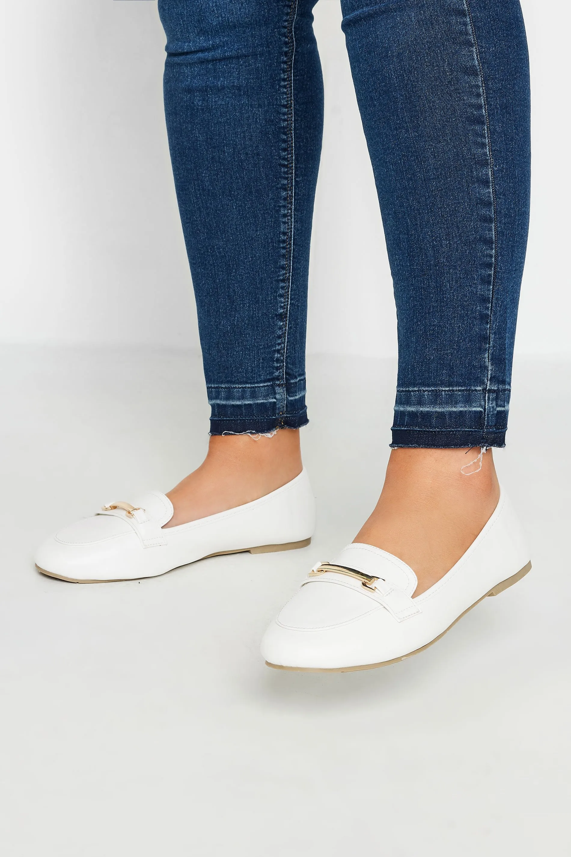 White Buckle Loafers In Extra Wide EEE Fit