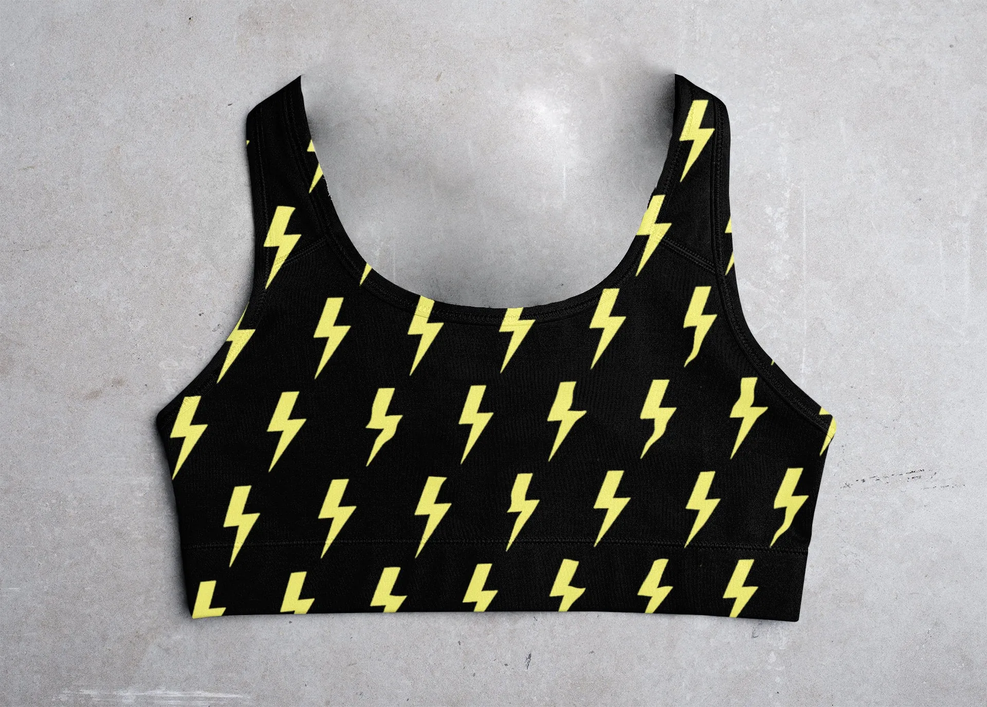 Yellow lightning bolt print crop top